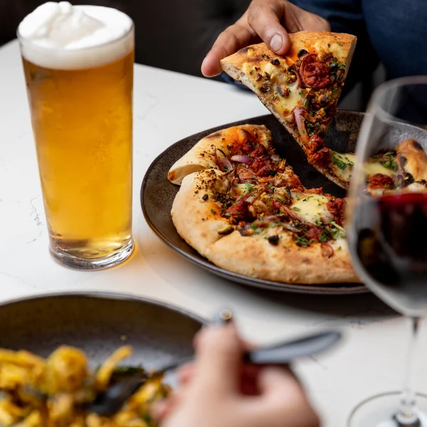 Pizza and pint Tesoro Italian Restaurant Hobart